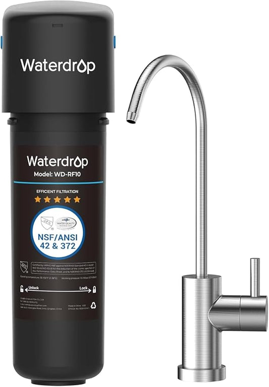 Waterdrop 10UB Under Sink Water Filter, Reduces PFAS, PFOA/PFOS, Lead, Chlorine, Bad Taste, NSF/ANSI 42 Certified, 8K Gallons, Easy Installation