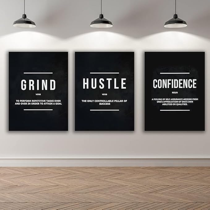 Yetaryy Motivational Poster Inspirational Wall Art 3 Pieces Canvas Painting Lion Artwork for Living Room Office Modern Home Decor Prints Pictures Wall Decor Framed Ready to Hang [48''Wx 24''H]-FlexoryFit