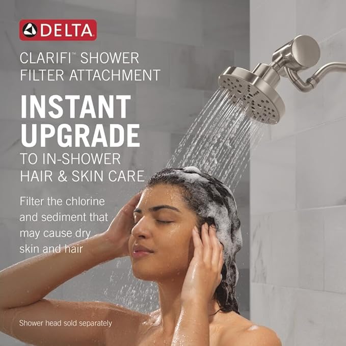 Delta Faucet Clarifi Standard Shower Filter Attachment with Filter, Shower Water Filter, Shower Head Filter, Matte Black 7SF100-BL