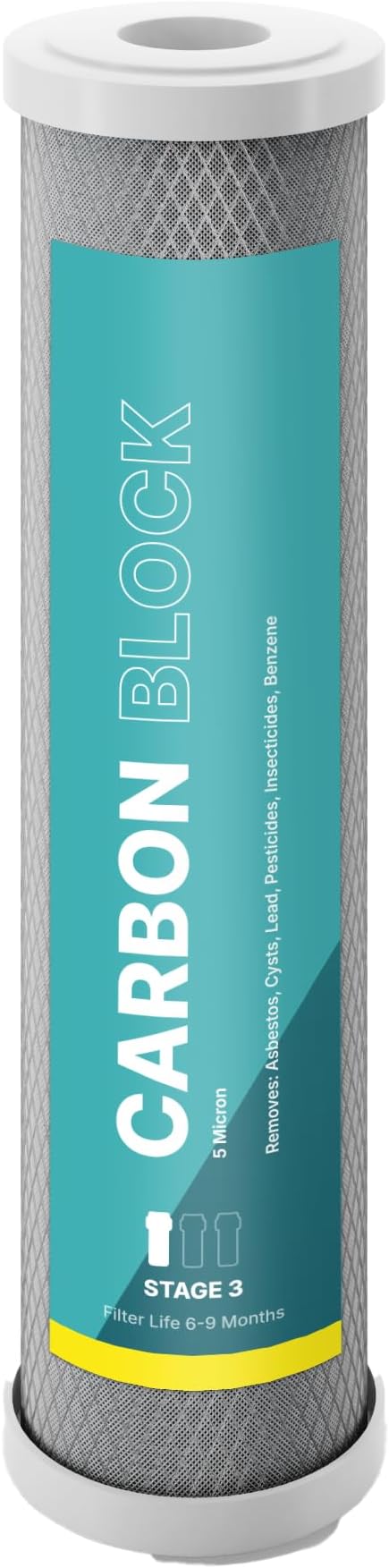 NU Aqua Reverse Osmosis Carbon Block Filter 10 Inch Replacement - 5 Micron Universal RO Water Filtration System Cartridge - 10 Pack of Premium Filters