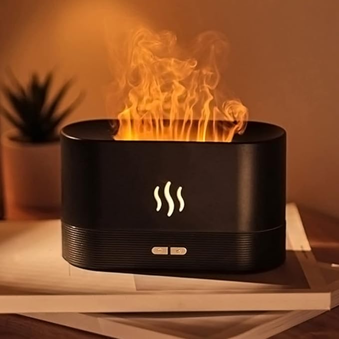 ZWMBYN Flame Air Diffuser Aromatherapy Air Humidifier, 180ml Cool Mist Mini Humidifier Desktop Air Aroma Diffuser, Auto-Off Safety Switch Noiseless Aroma Diffuser for Home Office