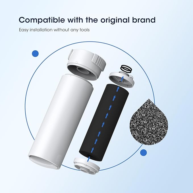 GLACIER FRESH Water Filter Compatible with XWFE (Built-in CHIP), Replacement for GE XWFE, XWF Refrigerator Water Filter NSF/ANSI 42 Certification Pack of 3