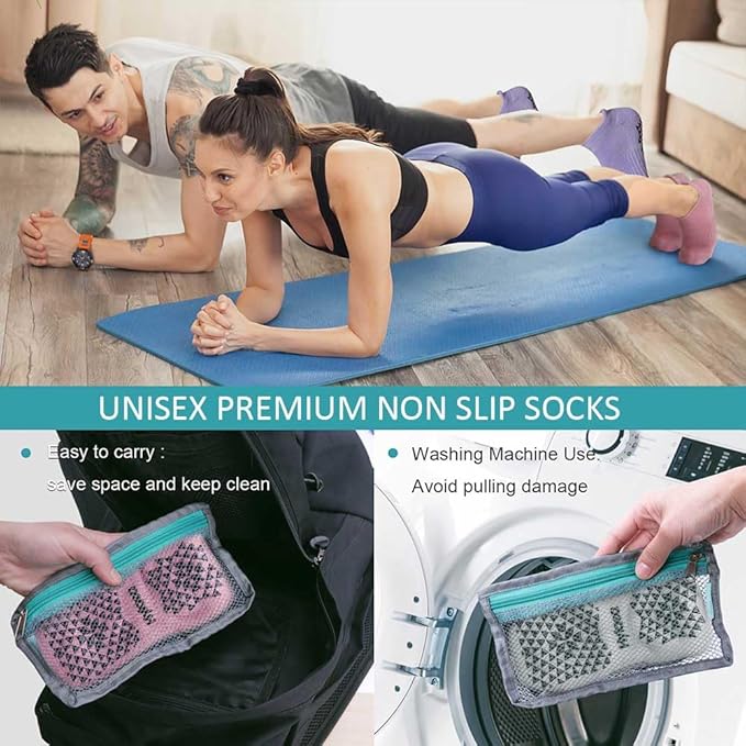 Hylaea Unisex Non Slip Socks with Grip for Yoga, Hospital, Pilates, Barre | Ankle, Cushioned-FlexoryFit