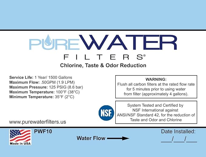 Inline Water Filter Kit for Ice Makers with 1/4" Tubing and a T-Connector