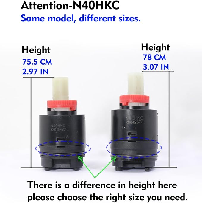 N40HKC Shower Cartridge Replacement, Compatible with the SR SUN RISE Concealed Shower Systems, KES Shower Systems, the Height is 3.07 inches (78mm) and the Width is 1.58 inches (40mm), (1Pack)