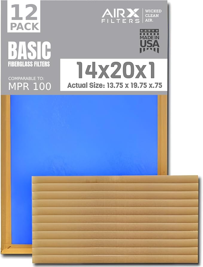 14x20x1 Air Filter Comparable to MPR 100 Basic Economy Furnace Filters by AIRXFILTERSWICKEDCLEANAIR