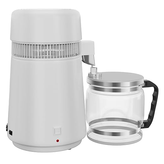 GarveeHome Water Distillers for Home Countertop, 1Gal/4L Stainless Steel Distilled Water Machine with Glass Container, 750W Desktop Drinking Purifier Filter Distilling Kit
