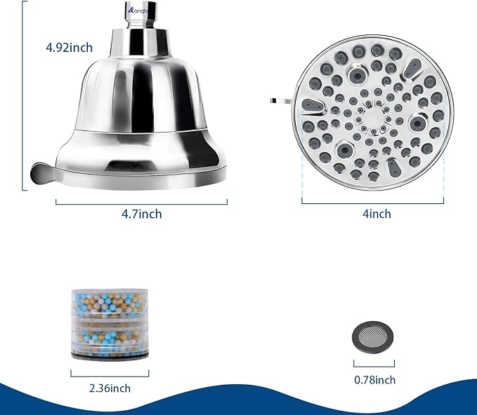 Filtered Shower Head | Shower Head for Hard Water | High Pressure Shower Filter Head for Healthier Hair Skin Reduce Hair Shedding- Chrome