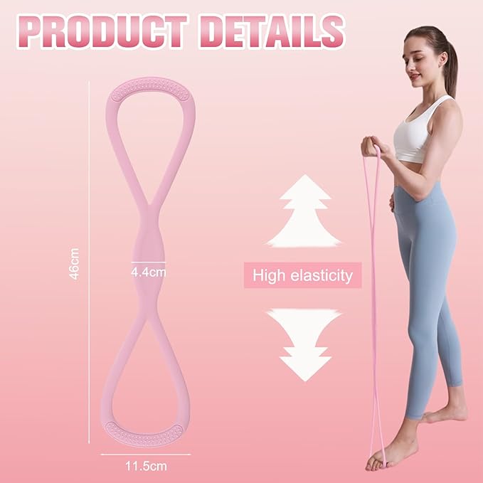 Resistance Bands, Figure 8 Exercise Bands for Women Men, Arm Back Elastic Rope for Glutes,Back,Fullbody Yoga Pulling Rope, Gift for Sports Lover/Beginner (25 lbs)-FlexoryFit