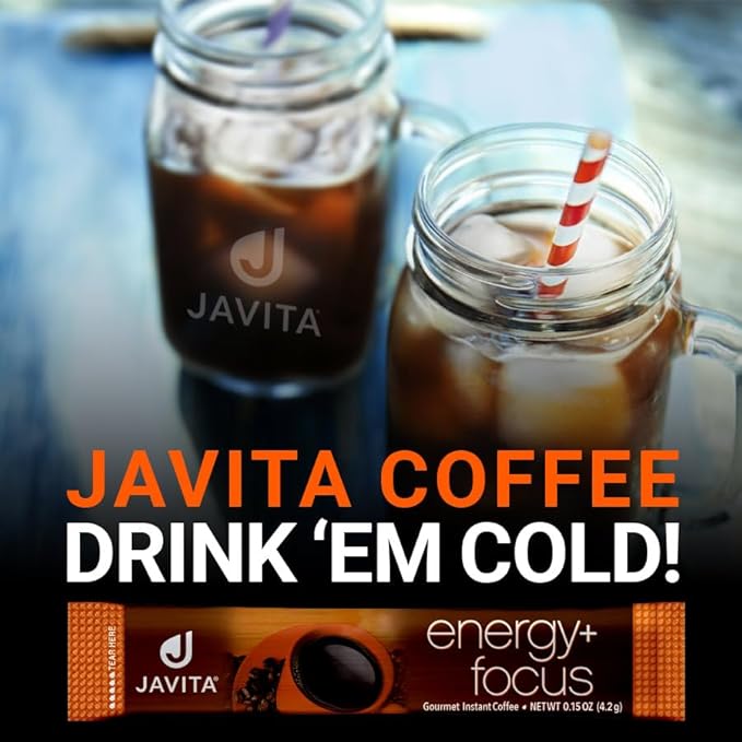 Javita Energy + Focus Instant Coffee Packets, 100% South American Arabica & Robusta Blend, plus Herbs for Clarity, Energy, & Focus, Keto, Dieters Drink, 3 boxes of 24 (4.2g) sticks-FlexoryFit