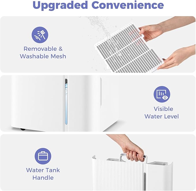 COSTWAY 74 Pints Dehumidifier for Basement, 6000 Sq.Ft Dehumidifier with 24H Timer, 3-Color Indicator, 1.2 Gallon Water Tank, Drain Hose & Wheels for Bathroom, Bedroom