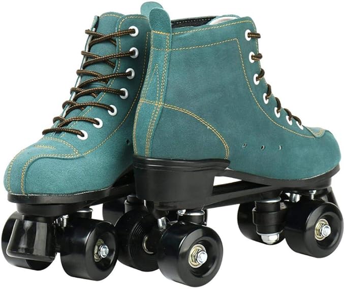 Roller Skates for Women and Men Cowhide High-Top Shoes Classic Double-Row Roller Skate Four-Wheel Roller Skates for Men Girls Unisex Christmas-FlexoryFit