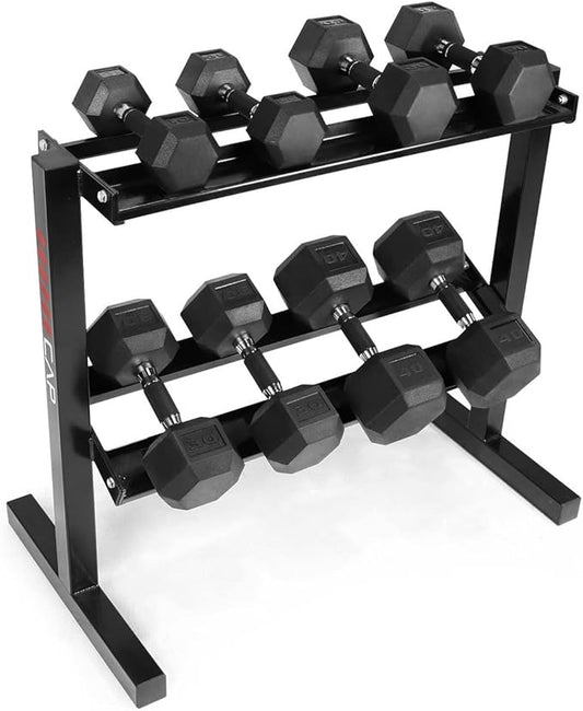 WF Athletic Supply Rubber Encased Hex Dumbbells with Rubber Grip Contoured Handle for Muscle Toning, Strength Building & Full Body Workout-FlexoryFit