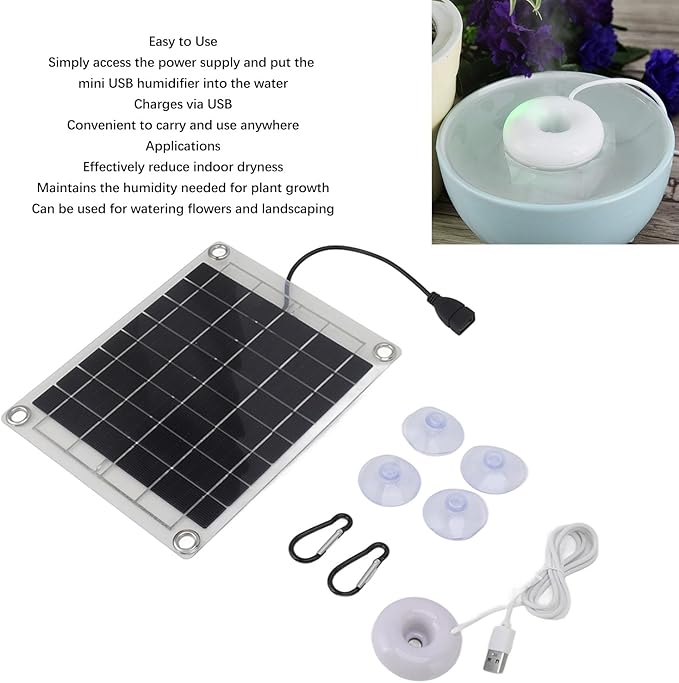 Floating Water Humidifier, Mini Solar Panel Humidifying Device Portable Atomizing Humidifier USB Charging Air Humidifierhigh Small Cool Mist Humidifying for Home and Outdoor