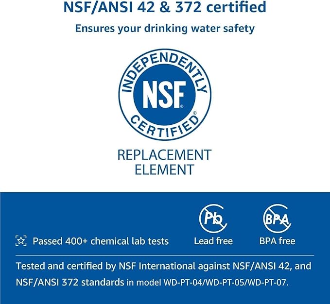 [Original] Waterdrop WD-PF-01A Plus NSF Certified Replacement Filters for All Waterdrop Pitcher Filtration System, Reduces PFAS, PFOA/PFOS, Chlorine, Last Up to 3 Months or 200 Gallons, 1 Pack