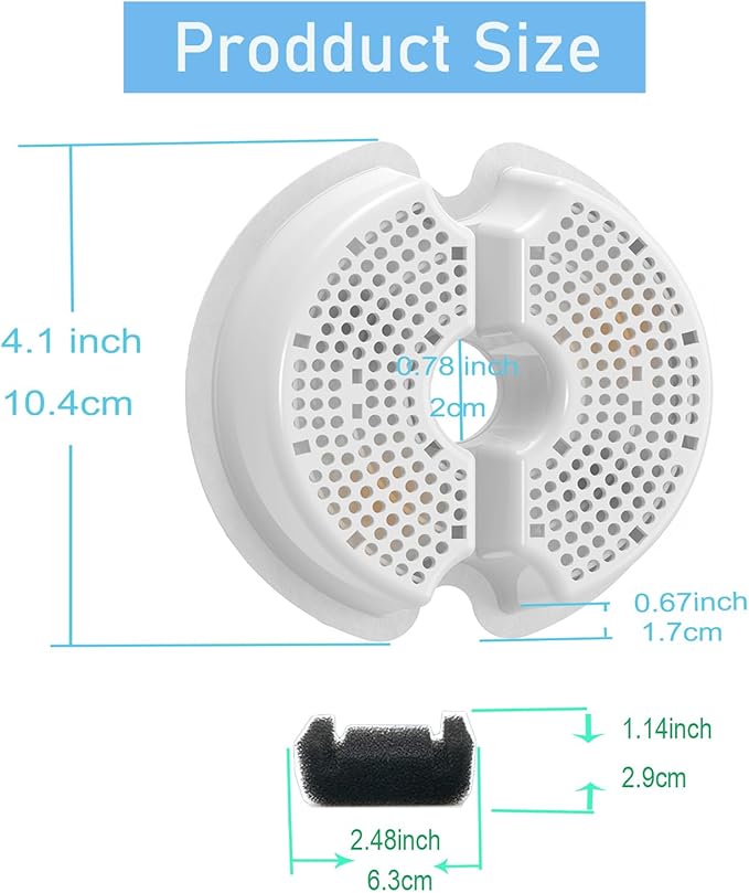 8 Pack Filter with Sponge for 67oz/2l Cat Water Fountain Replacement Filter Compatible with AONBOY,iPettie & Wonder Creature Pet Fountain NEUCOMBBT