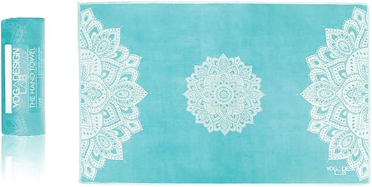 Yoga Design LAB | The Hand Towel | Premium Non Slip Hand Towel | Designed in Bali | Colorful Eco Printed + Quick Dry + Soft | Hot Yoga, Bikram, Ashtanga, Sport, Barre, Travel (Mandala Turquoise)-FlexoryFit