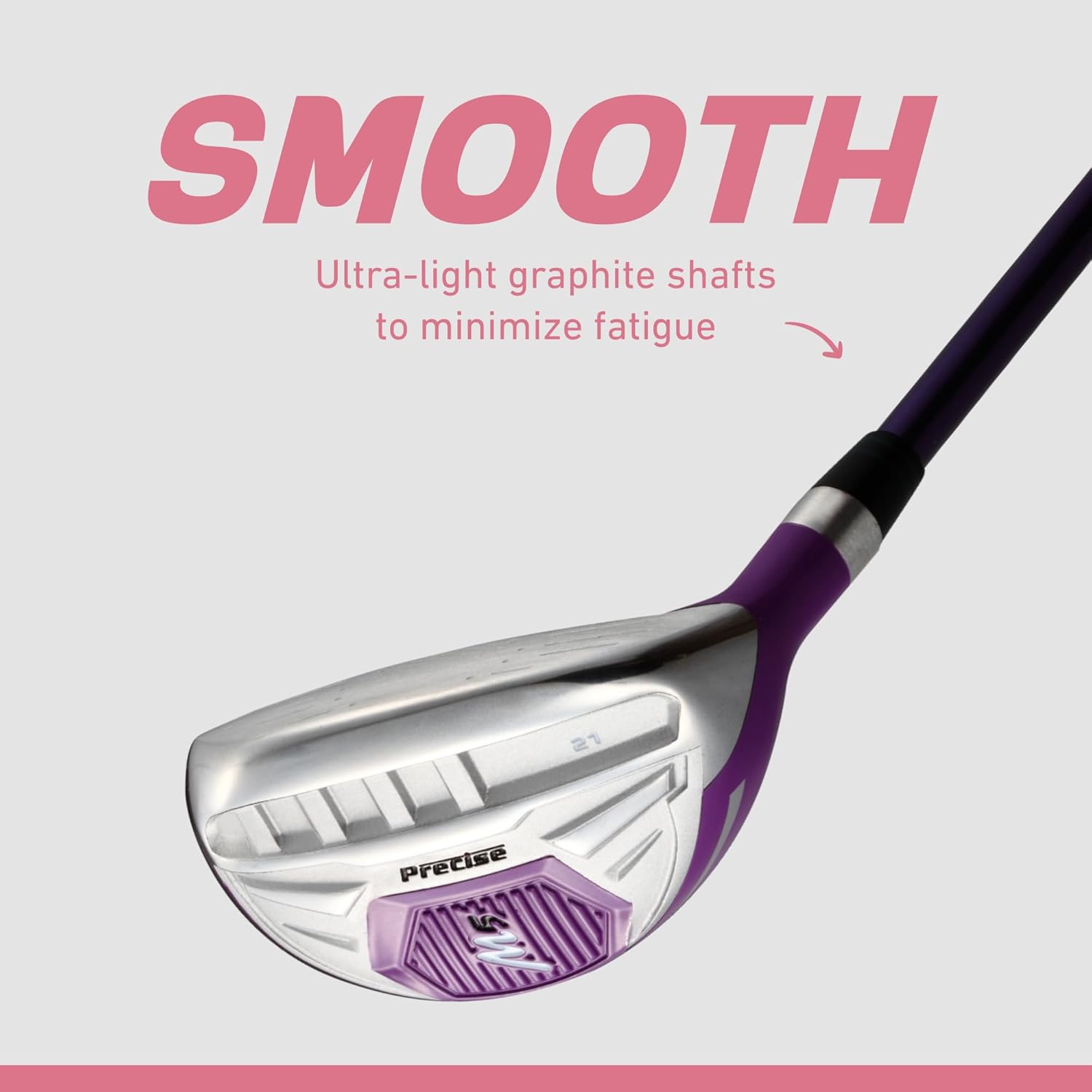 Precise M5 Women’s Golf Clubs Set – Complete Right-Handed Set with Titanium Driver, S.S. Fairway & Hybrid, 5-PW Irons, Putter, Stand Bag & Headcovers – Graphite Shafts – Purple – Petite/Standard/Tall