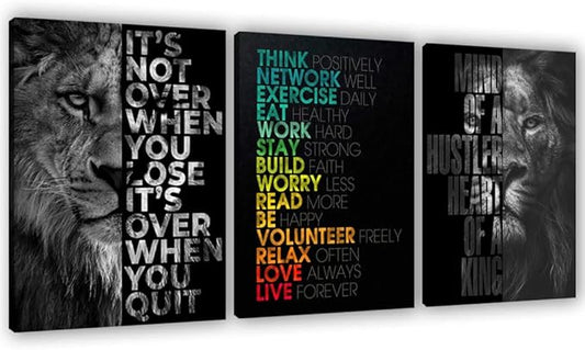 Motivational Canvas Painting Wall Art Execution Grind Hustle Inspirational Wall Art Success Entrepreneur Poster Positive Quotes Wall Poster Framed for Home Office Wall Decor[72''Wx 36''H]-FlexoryFit