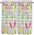 Happy Easter Bedroom Curtains 63 Inches length, Spring Bunny Eggs Flower Sage by Unknown
