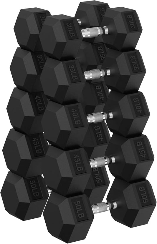Hex Dumbbell Set, 45-400 lb Set Rubber Encased Exercise & Fitness Dumbbells, Weights Dumbbells Set, Hand Weight for Strength Training-FlexoryFit