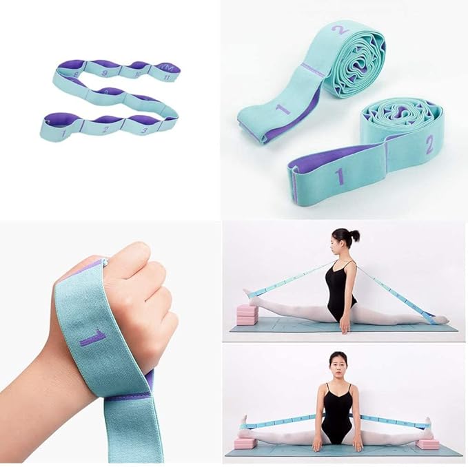 Stretching Strap with Loops - Portable Leg Stretcher Elastic Exercise Band - Flexibility Trainer Fitness Stretching Equipment for Yoga, Pilates, Ballet, Physical Therapy - 11 Loops-FlexoryFit