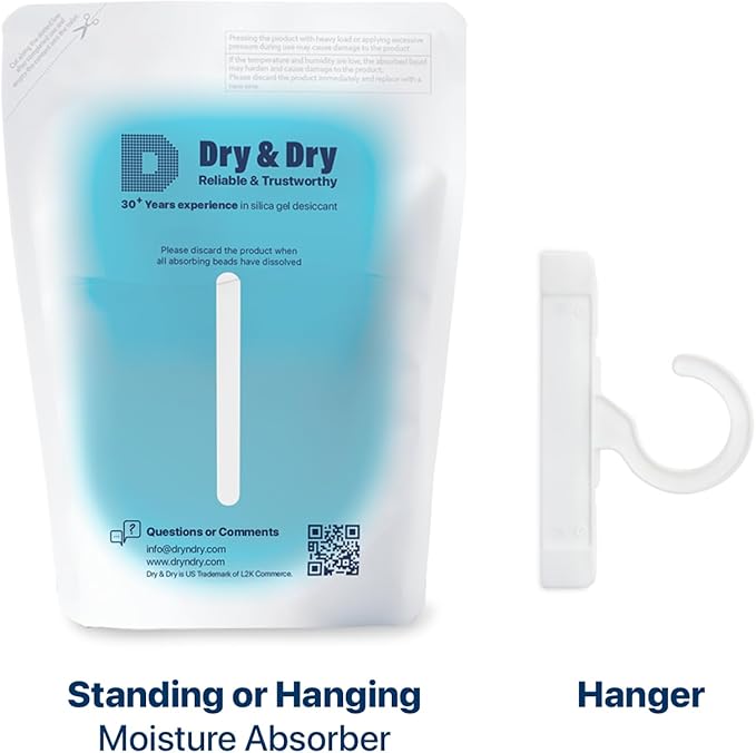 Dry & Dry 20 Packs Hybrid Moisture Absorbers & Musty Odor Eliminator Dehumidifier to Control Excess Moisture for Basements, Closets, Bathrooms, Laundry Rooms. Moisture Absorbers