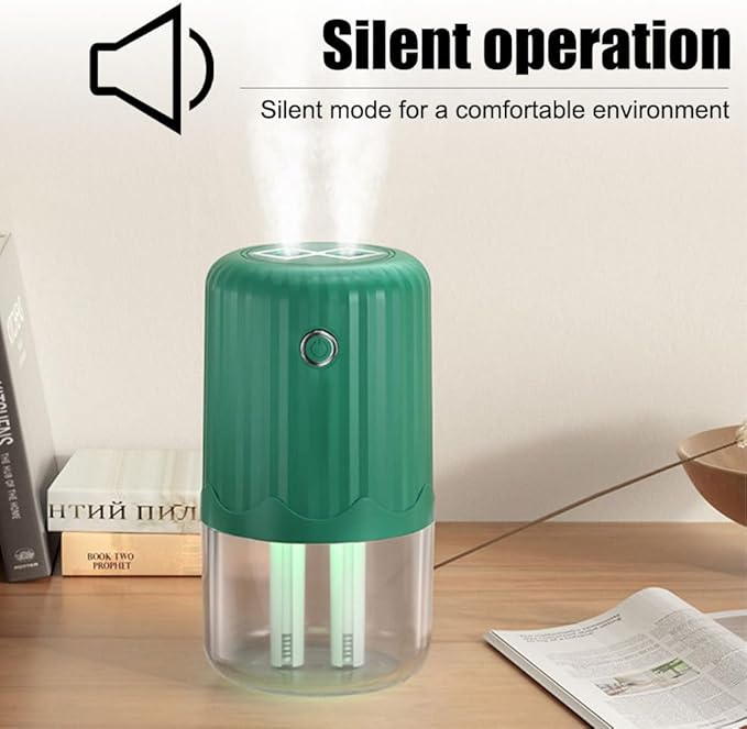 Mini Humidifier with Night Light, 400ML Dual Channels Mist Humidifier, Auto Shut Off USB Desktop Humidifier for Bedroom Office Car