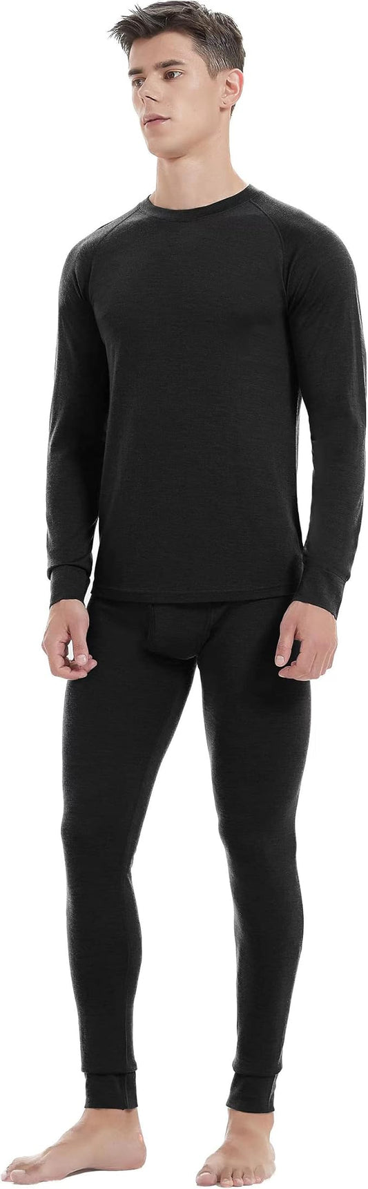 Iguana Mens 100% Merino Wool Base Layer Sets for Ski Lightweight Thermal Underwear-FlexoryFit