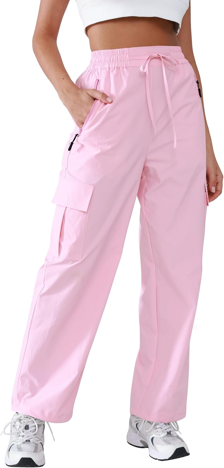 Hiking Pants Women Lightweight Cargo Pants Quick Dry Water Resistant Outdoor Travel Pants with Zipper Pockets