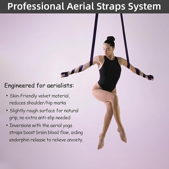 PRIOR FITNESS Aerial Yoga Straps 2m/6.6ft - Heavy Duty Circus Loops for Trapeze & Acrobatics[2 Pack],1850kg Load Capacity Medical-Grade Nylon-FlexoryFit