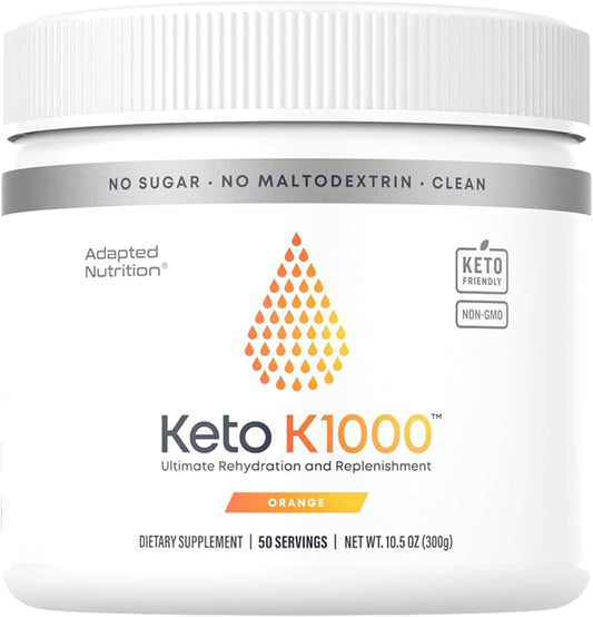 Hi-Lyte Keto K1000 Electrolyte Powder | Orange | Hydration Supplement Drink Mix | Boost Energy & Beat Leg Cramps | No Sugar, No Maltodextrin | 50 Servings-FlexoryFit