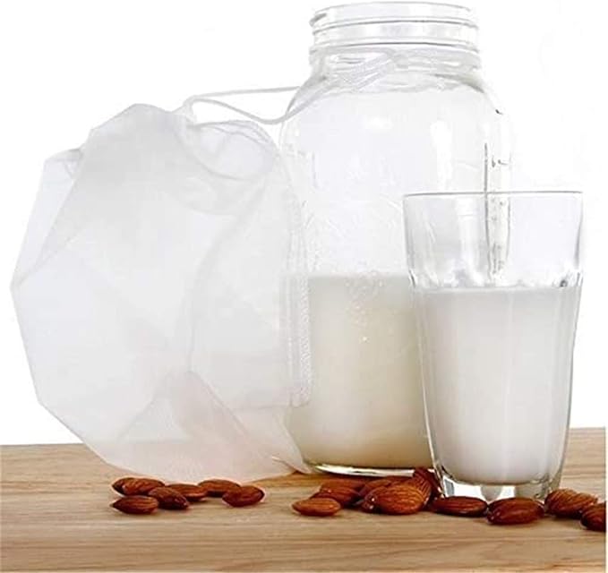 200 Micron Premium Fine Mesh Food Grade Nut Milk Bag for Almond Milk/Soy Milk/Yogurt/Juice - Fine Mesh Nylon Cheesecloth & Cold Brew Coffee Filter, 10" x 12" - Extra thick (1)