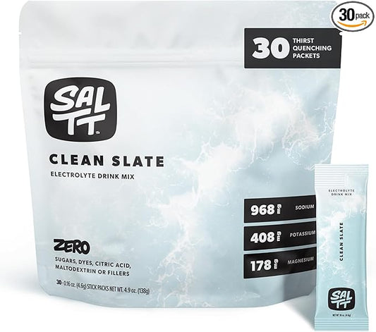 Keto Chow SALTT Electrolytes Powder Packets, Clean Slate Unflavored (30 Hydration Packets) - Magnesium, Potassium, Sodium, Trace Minerals - Vegan, Gluten Free - Travel Essentials - Made in USA-FlexoryFit