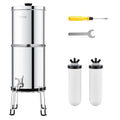 VEVOR Gravity-fed Water Filter System, 2.25G 304 Stainless-Steel Countertop Water Filtration System, Reduces Lead and up to 99% of Chlorine, with 2 Ceramic Carbon Filters, Spigot, and Stand