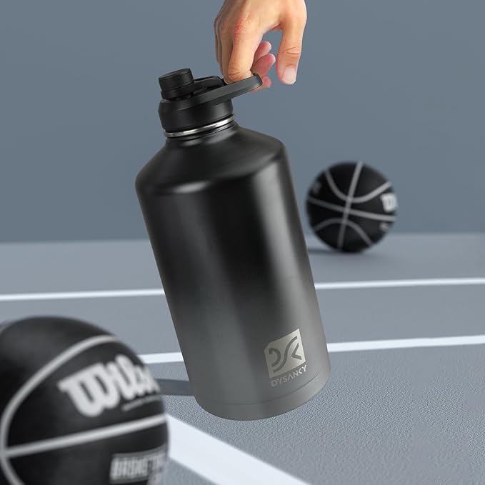 1 Gallon Water Bottle Insulated | Thickened Stainless Steel Vacuum Metal Water Jug | Portable Sports Large for Gym and Hiking with Straw, Carrier Bag, Handle Strap | BPA-Free 128 oz-FlexoryFit