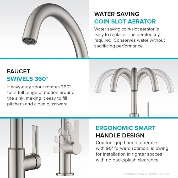 KRAUS Oletto Single Handle Kitchen Bar Faucet in Spot Free Stainless Steel, KPF-2822SFS
