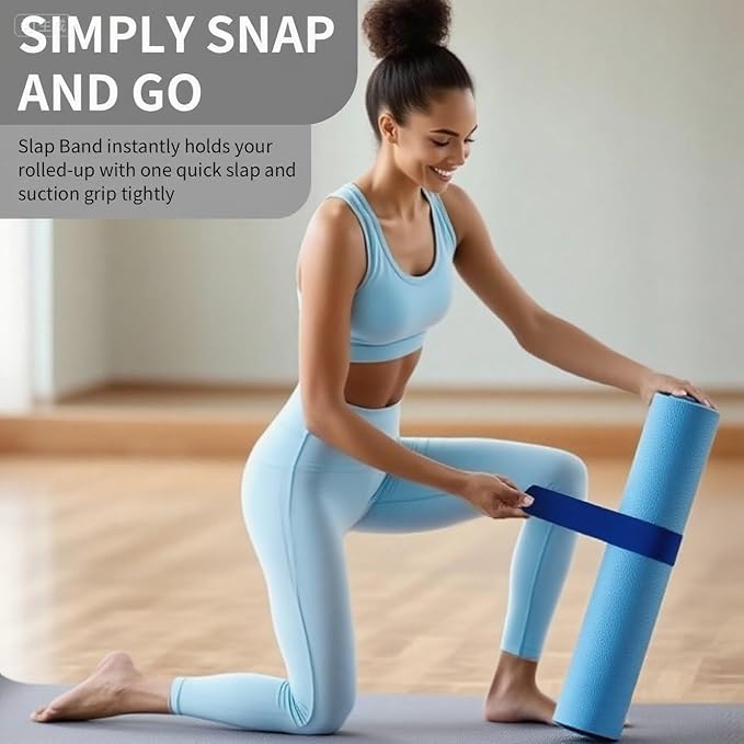 25" Yoga Mat Strap | Slap Band Holder for Carrying and Storage Mats | Rolled Scrunchie Yoga Essential Accessory-FlexoryFit