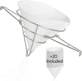 Cleaner Oil, Better Filtration – Stainless Steel Cone Filter Holder with 20 Paper Filters | 10-Inch Cone Filters for Longer-Lasting Frying Oil & Maple Syrup