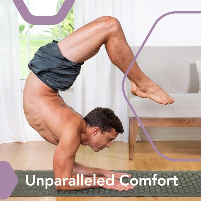 Clever Yoga Non-Slip Hot Yoga Towel – Non-Slip Grip for Hot Yoga, Sweat Absorbent, Honeycomb Silicone Grip, Stays Flat – Ideal for Pilates, Travel, Washable & Lightweight - Olive-FlexoryFit