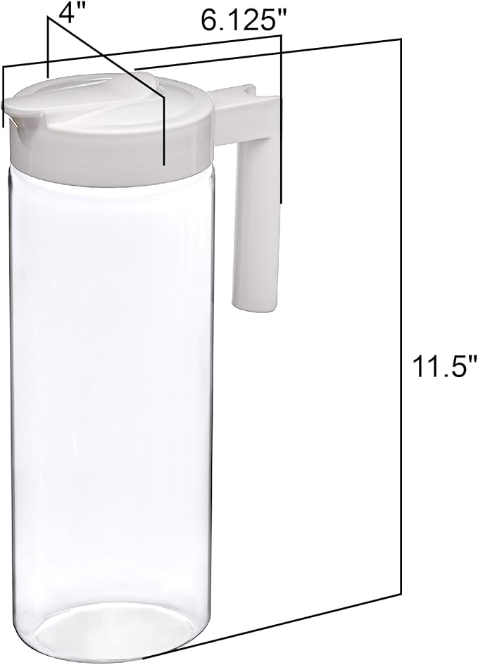 Amazing Abby - Skinny - Tritan Pitcher (64 oz), Unbreakable Plastic Water Pitcher with Lid, BPA-Free, Heat-Resistant, Dishwasher-Safe, Great for Both Iced and Hot Drinks, Indoors and Outdoors, White
