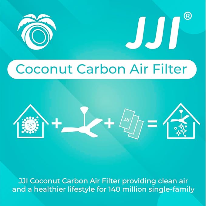 JJI Ceiling Fan Air Filter - Activated Charcoal Ceiling Fan Filters for Pets - Ceiling Fan Blades Shape Design - Easily Sticks on Ceiling Fan Blade Top (3Pack)