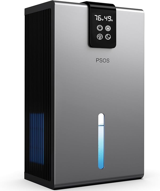 Dehumidifier, Dehumidifiers for Home, 98 OZ Water Tank, (1000 sq.ft) Quiet Dehumidifier for Basement Bedroom Bathroom with Humidity Display, Auto Shut Off, Relaxing 7 Color Ambient Light(Gray)