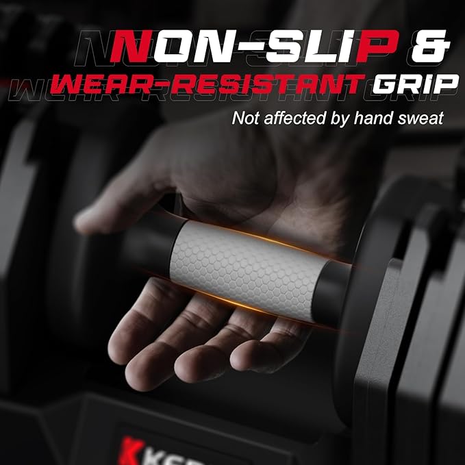 Keppi Adjustable Dumbbells Set-25lb/40lb/55lb/60lb, Anti-Slip Metal Fast Adjust Weight Handle, Exercise & Fitness for Full Body Workout - Adjustable Dumbbell Series-FlexoryFit