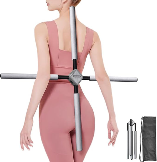 Back Straightener Posture Corrector|Yoga Stick Stretching Tool for Women and Men|Portable Posture Corrector Pole,Stretch Mobility Stick, Physical Workout Exercise Dowel-FlexoryFit