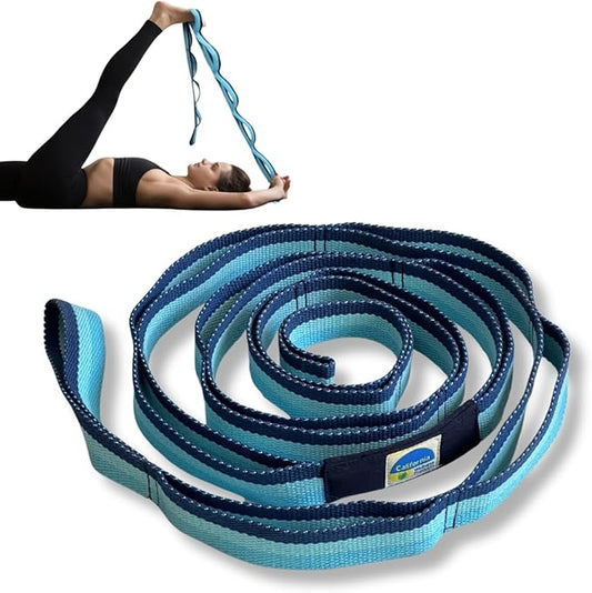 California Yoga Strap | Yoga Belt with Loops | 12 Multi Loop & Non-Elastic | Stretching Strap | Gym Workout & Exercise Bands | Physical Therapy | Improves Sitting Posture for Women & Men-FlexoryFit