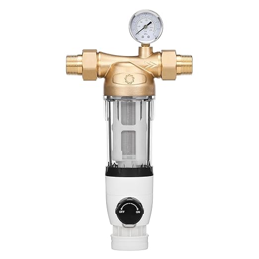 Airthereal Spin Down Water Sediment Filter, Pre-Filtration System for Whole Home, Water Filter for City and Well Water, 40 Micron Reusable Sediment Backwash Filter with 1" MNPT + 3/4" FNPT Connector