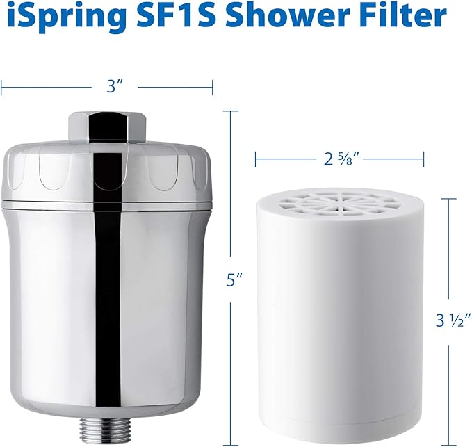 iSpring SF1S 15-Stage High Output Universal Shower Filter with Replaceable Cartridge Remove Chlorine, Sediment, and More, Chrome