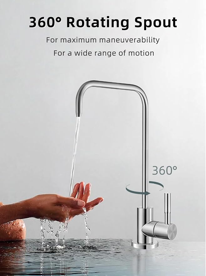 Drinking Water Faucet,Lead-Free Water Filter Faucet,Easy to Install Reverse Osmosis Faucets for Kitchen Bar Sink,Brushed Nickel SUS304 Stainless Steel