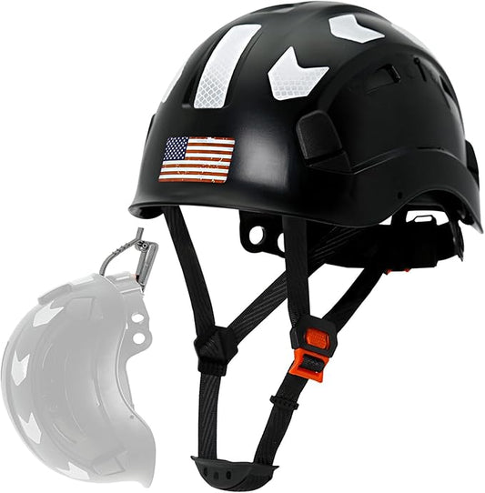 AOLAMEGS Construction Safety Hard Hat - ANSI Z89.1 Type Ι OSHA Approved Safety Helmets with Chin Straps Lightweight Reflective Vented ABS Hard Hats For Men Women Industrial Workwear 6-point Suspension